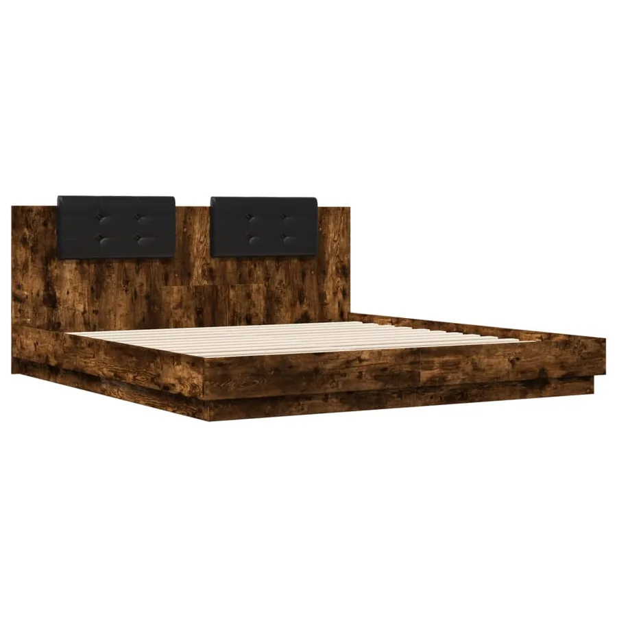 Cadre de lit avec LED sans matelas chêne fumé 200x200 cm - 3