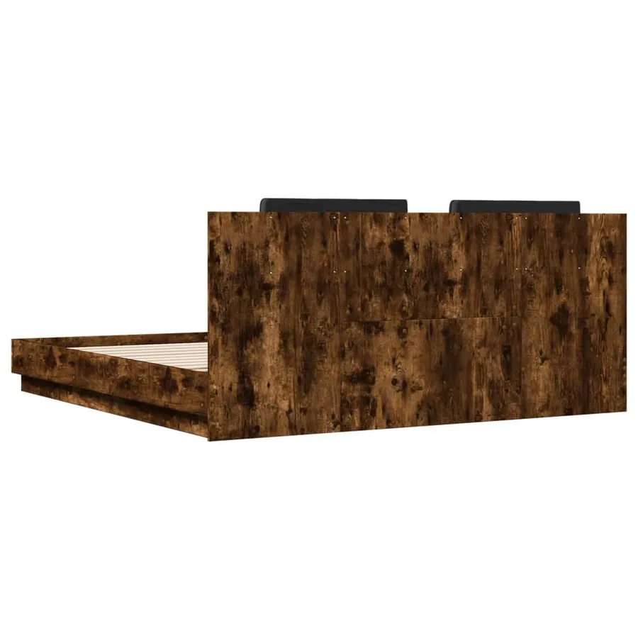 Cadre de lit avec LED sans matelas chêne fumé 200x200 cm - 8