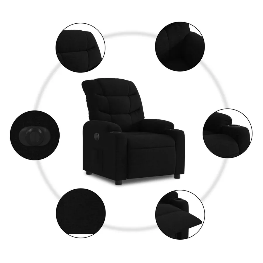 Fauteuil inclinable électrique Noir Tissu - 8