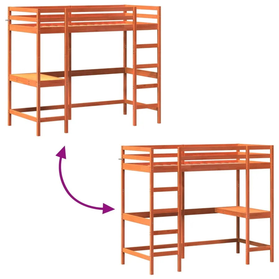 Lit superposé sans matelas cire marron 90x200 cm pin massif - 7
