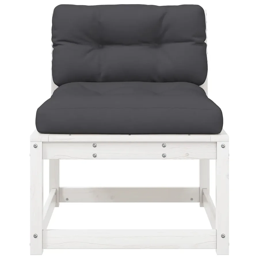 Canapé de jardin avec coussins blanc bois de pin solide - 5