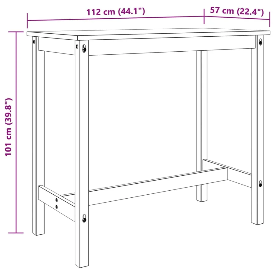 Ensemble de bar 3 pcs Bois de pin massif - 14