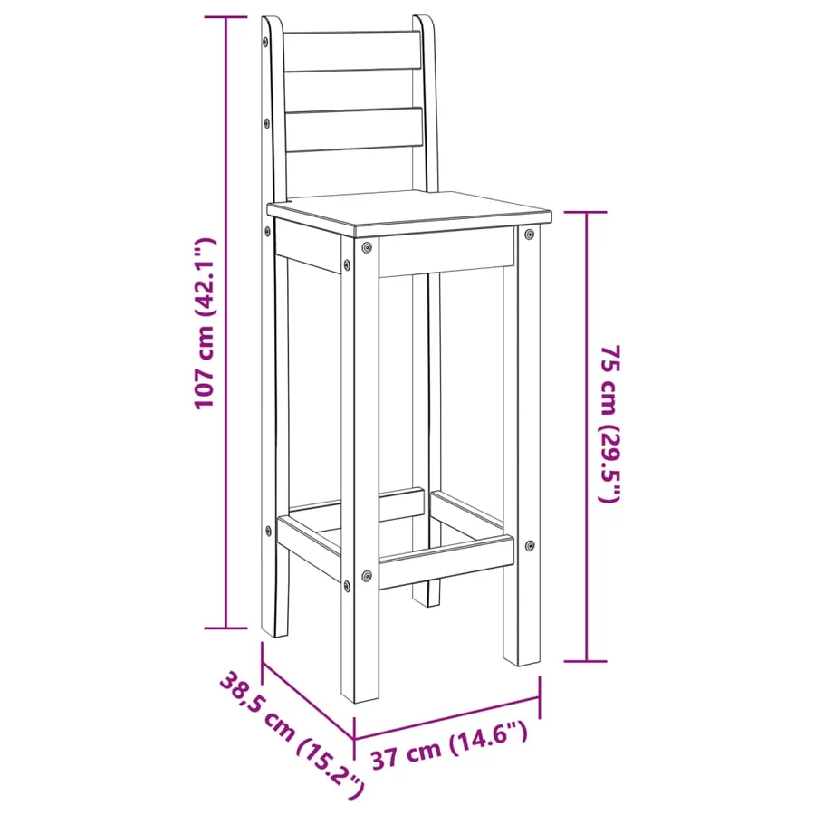 Ensemble de bar 3 pcs Bois de pin massif - 16