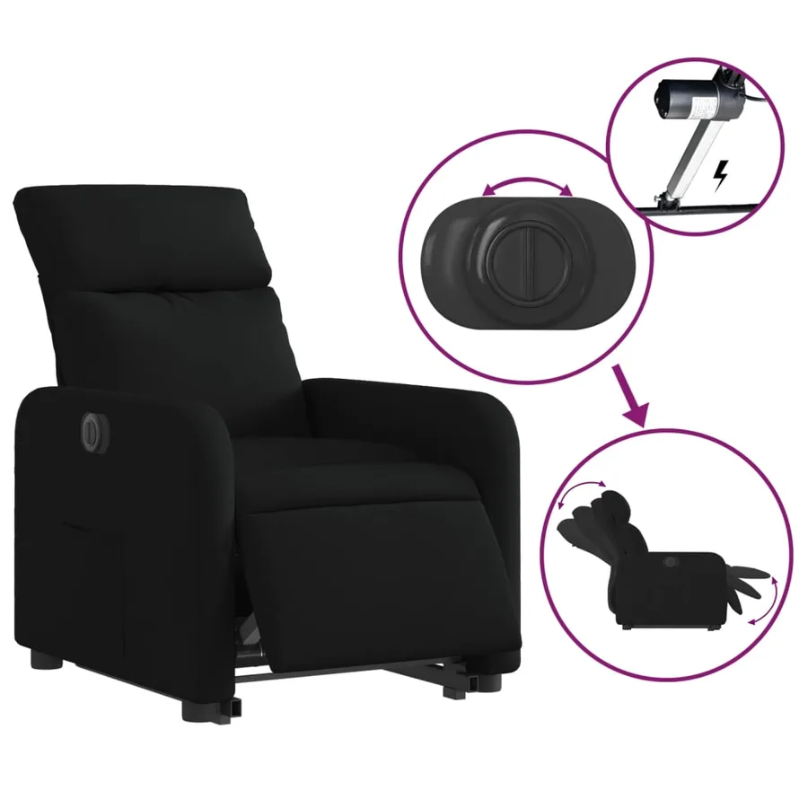 Fauteuil inclinable électrique noir tissu - 6