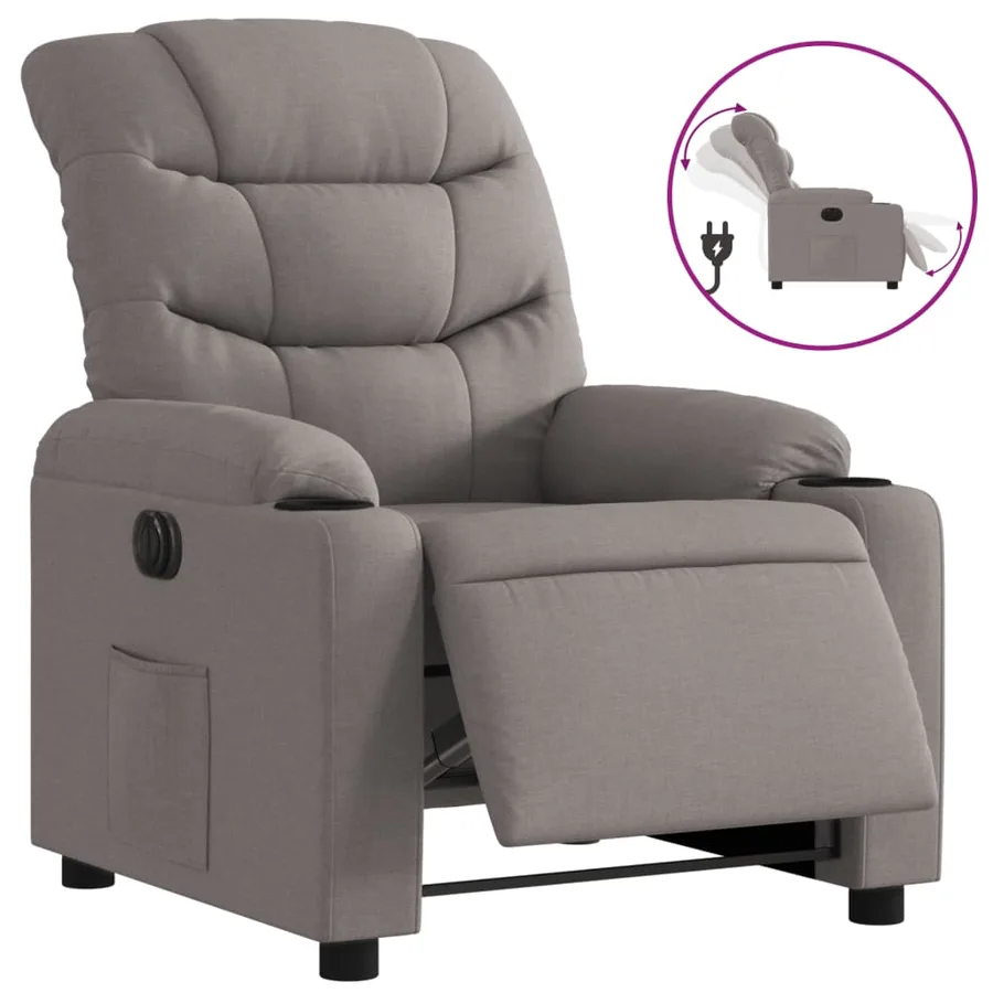 Fauteuil inclinable électrique Taupe Tissu - 2