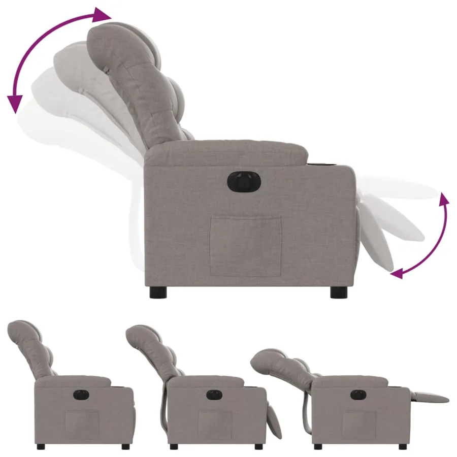 Fauteuil inclinable électrique Taupe Tissu - 7