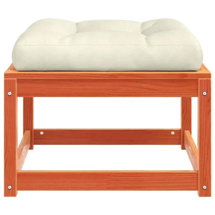 Repose-pied de jardin avec coussins bois massif de pin - 6