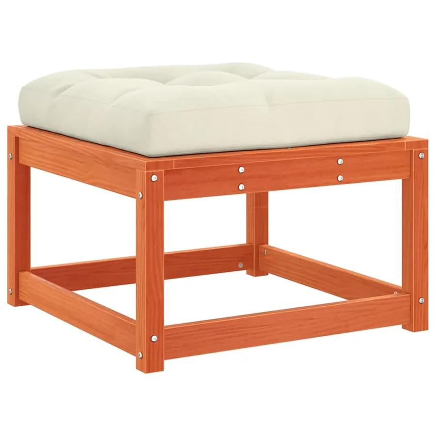 Repose-pied de jardin avec coussins bois massif de pin - 7