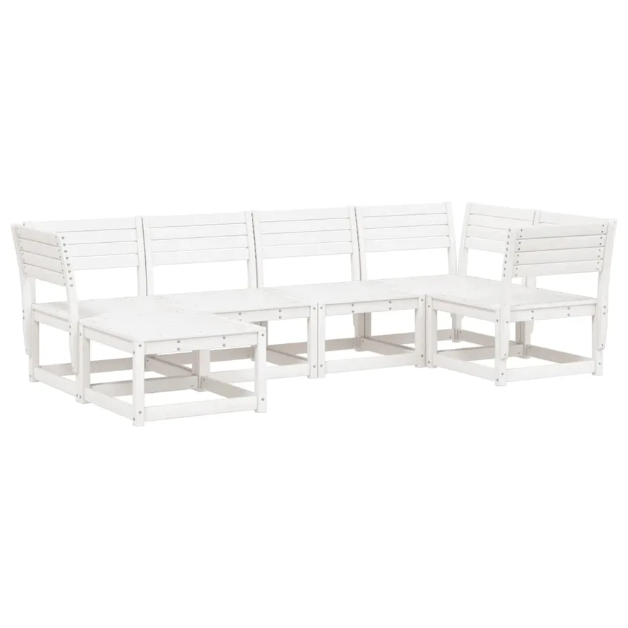 Salon de jardin 6 pcs blanc bois de pin massif - 2