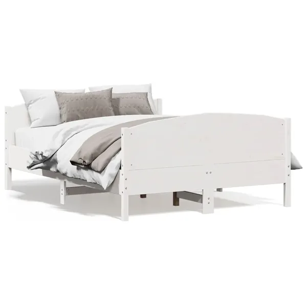 Cadre de lit avec tête de lit blanc 160x200 cm bois pin massif