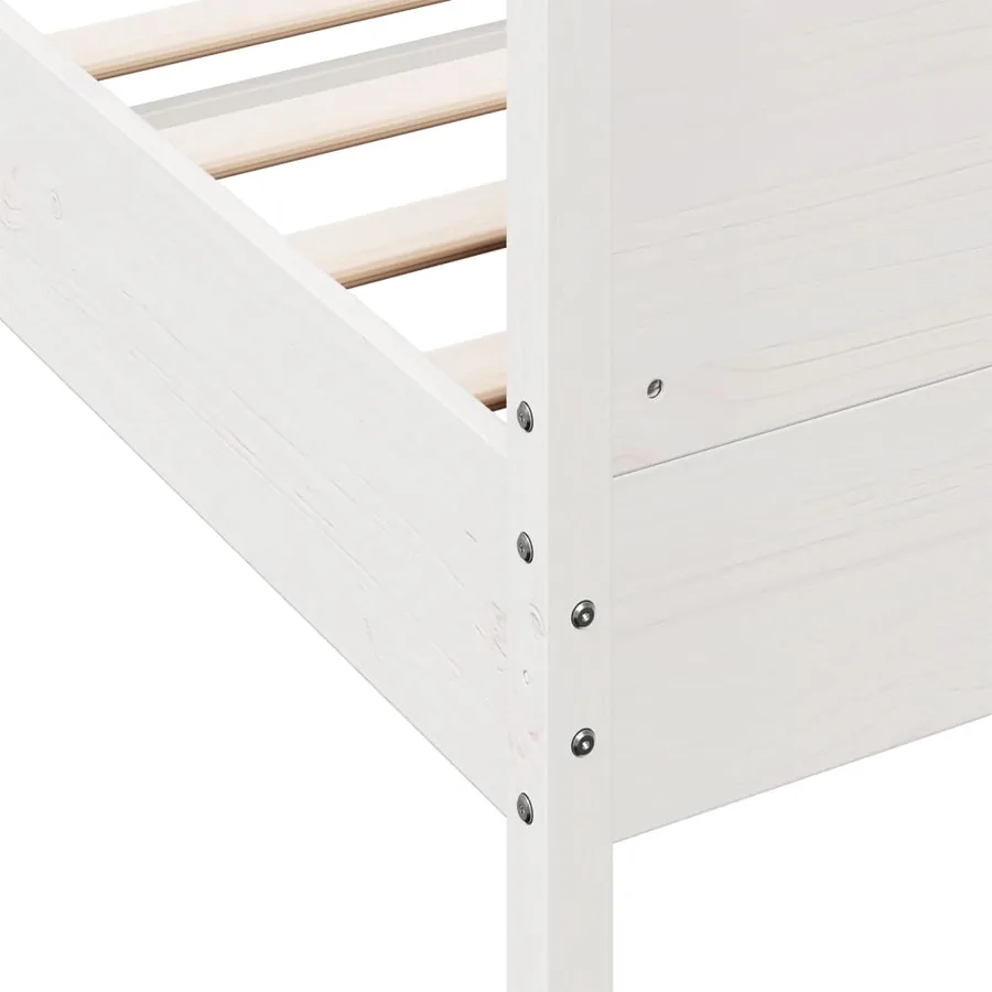 Cadre de lit avec tête de lit blanc 160x200 cm bois pin massif - 7