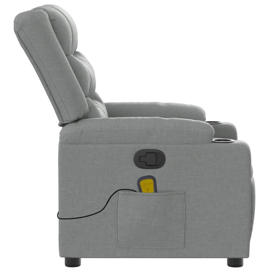 Fauteuil inclinable de massage en tissu gris clair - 8