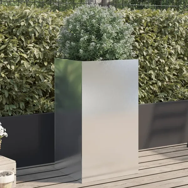 Jardinière argenté 42x38x75 cm acier inoxydable