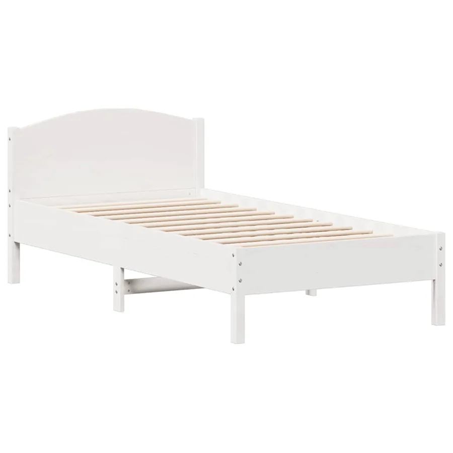 Cadre de lit sans matelas blanc 75x190 cm bois de pin massif - 2