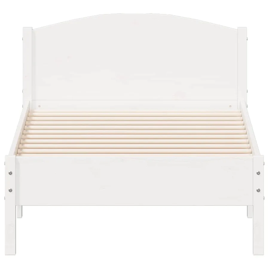 Cadre de lit sans matelas blanc 75x190 cm bois de pin massif - 4