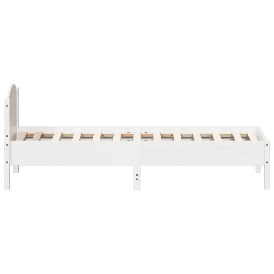 Cadre de lit sans matelas blanc 75x190 cm bois de pin massif - 5