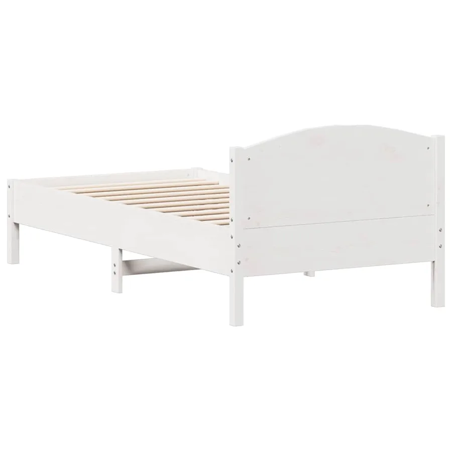 Cadre de lit sans matelas blanc 75x190 cm bois de pin massif - 6