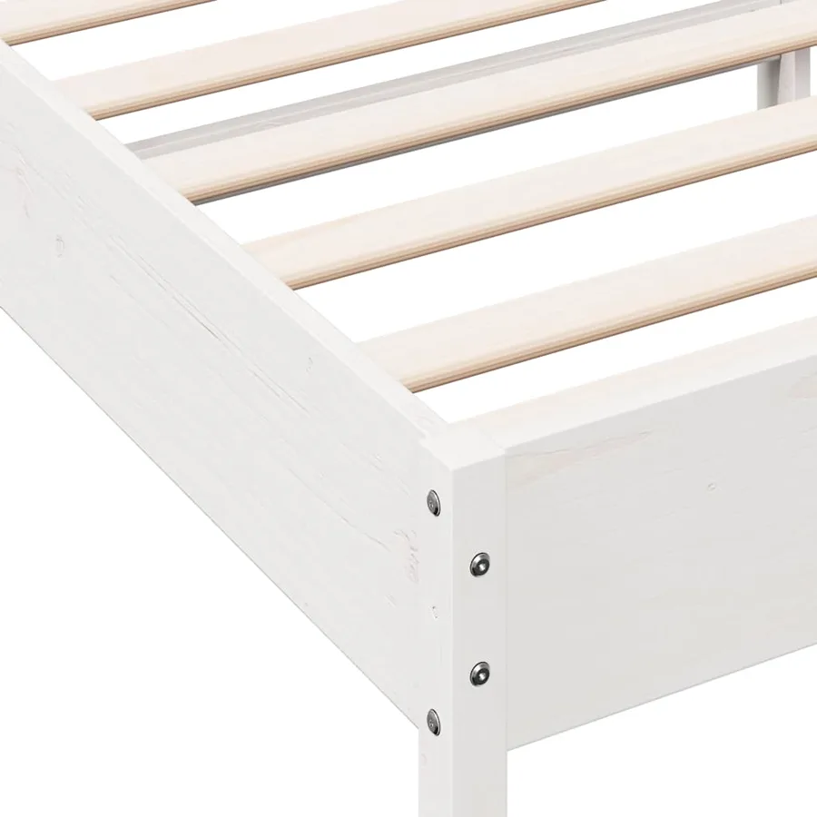 Cadre de lit sans matelas blanc 75x190 cm bois de pin massif - 7