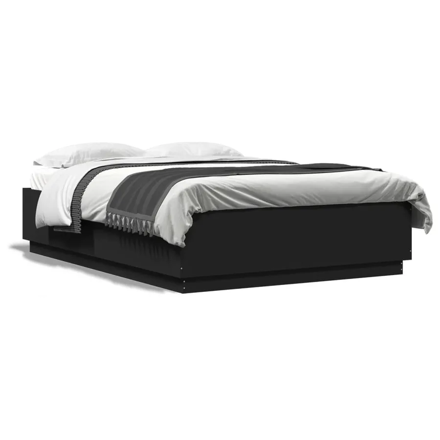 Cadre de lit sans matelas noir 150x200 cm - 2