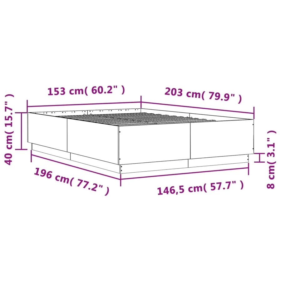 Cadre de lit sans matelas noir 150x200 cm - 9