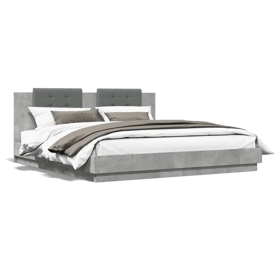 Cadre de lit avec LED sans matelas gris béton 160x200 cm - 5