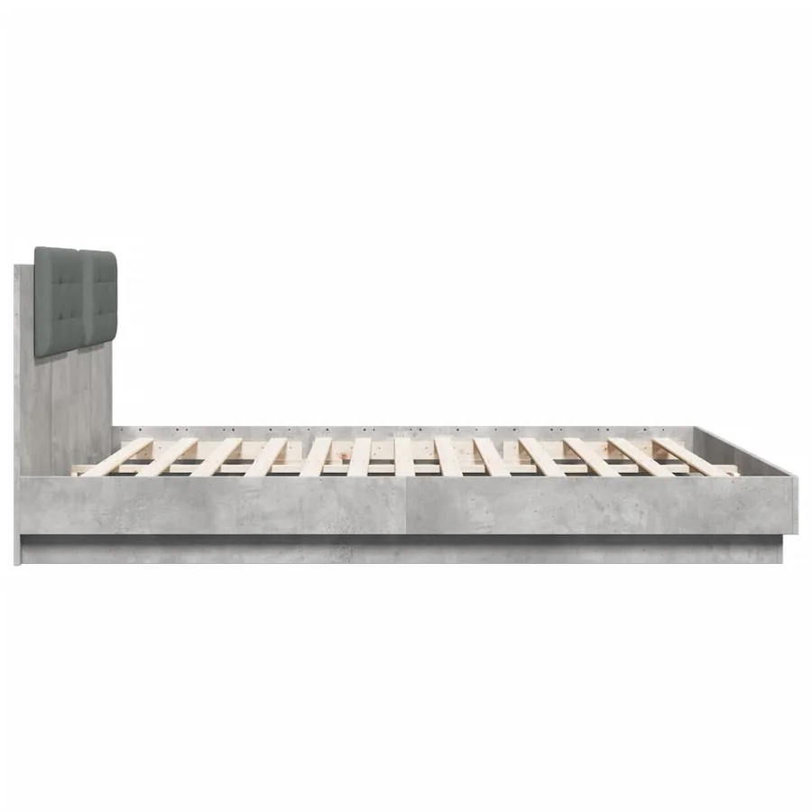 Cadre de lit avec LED sans matelas gris béton 160x200 cm - 7