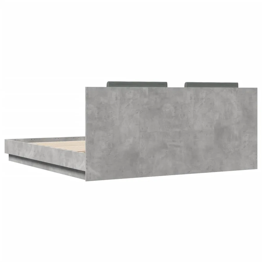 Cadre de lit avec LED sans matelas gris béton 160x200 cm - 8