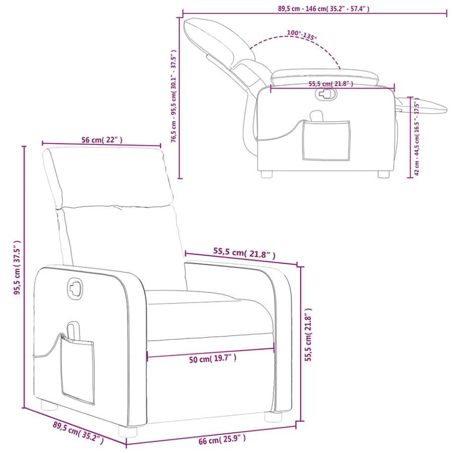 Fauteuil inclinable de massage Crème Similicuir - 12