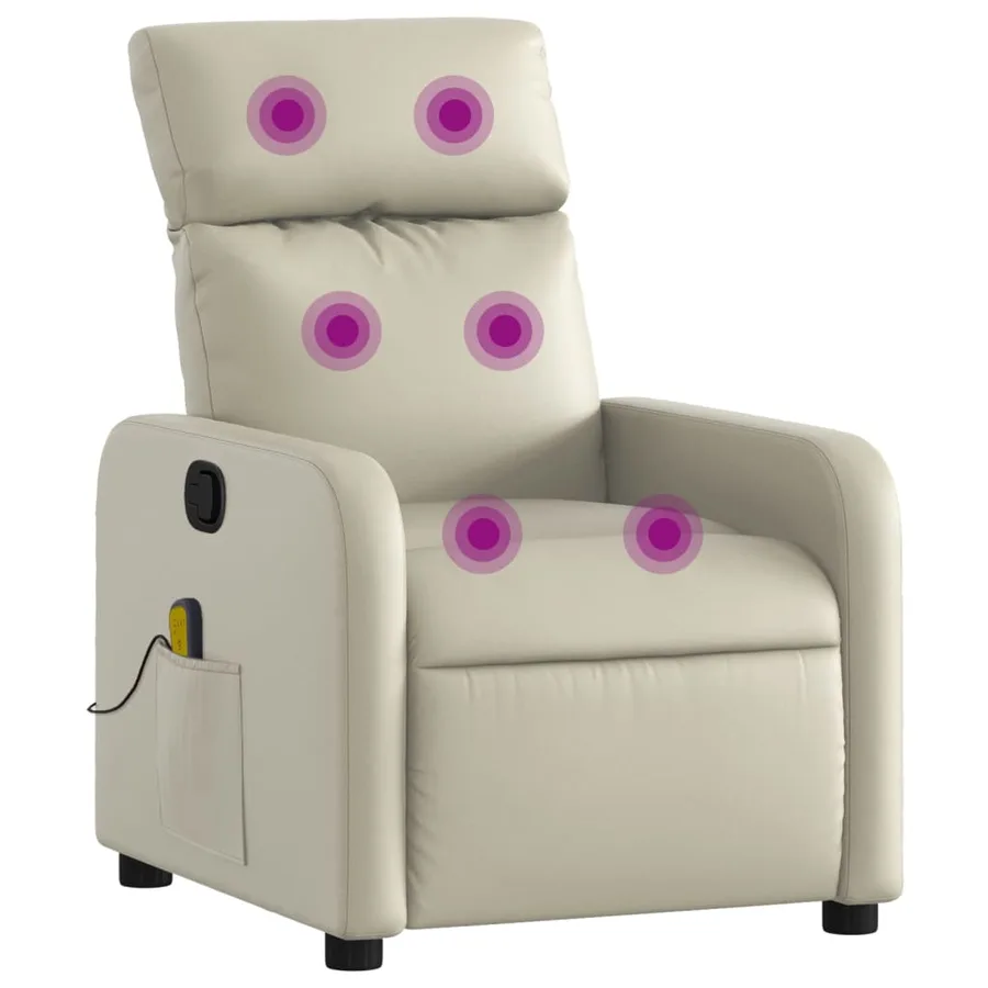 Fauteuil inclinable de massage Crème Similicuir - 2