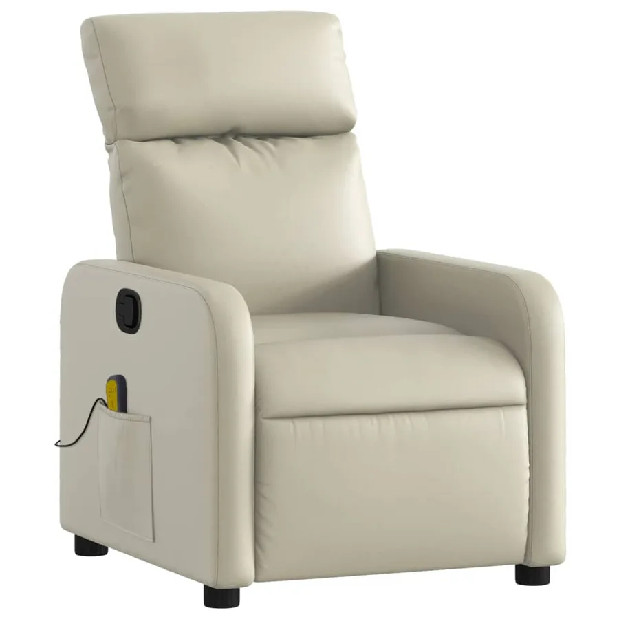 Fauteuil inclinable de massage Crème Similicuir - 3