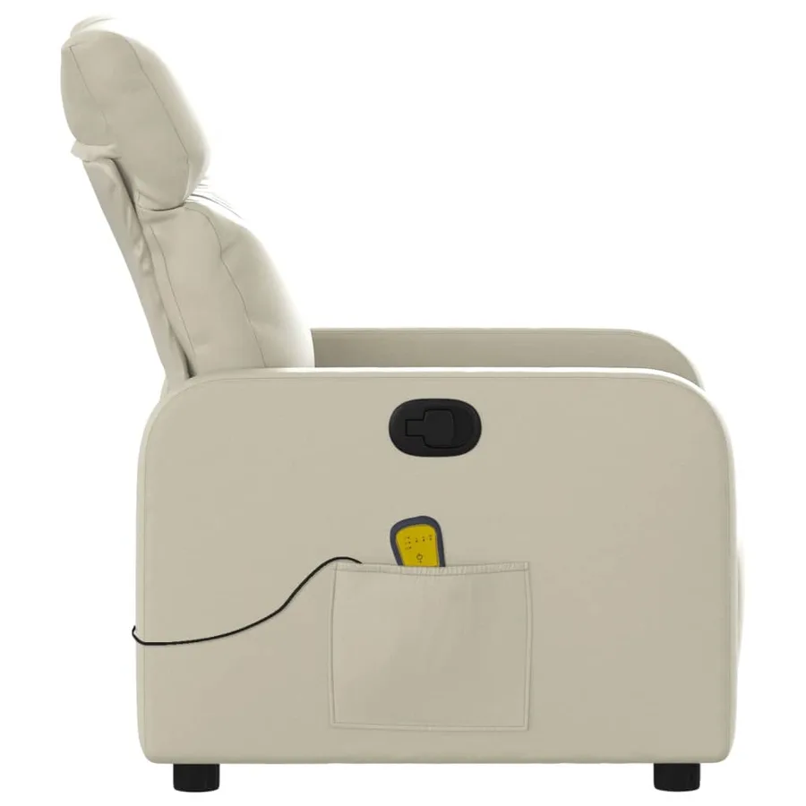 Fauteuil inclinable de massage Crème Similicuir - 8