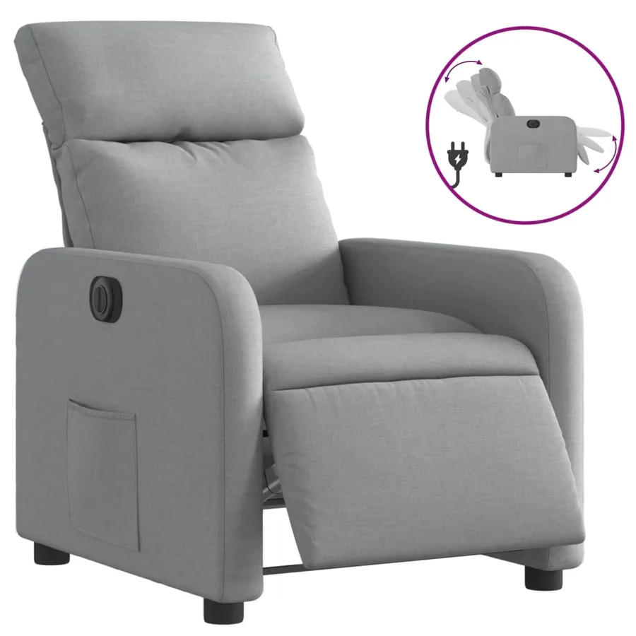 Fauteuil inclinable électrique Gris clair Tissu - 2