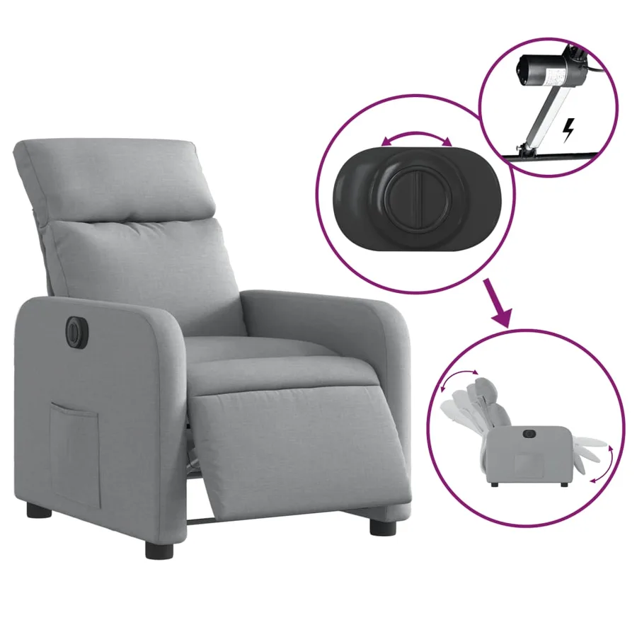Fauteuil inclinable électrique Gris clair Tissu - 6