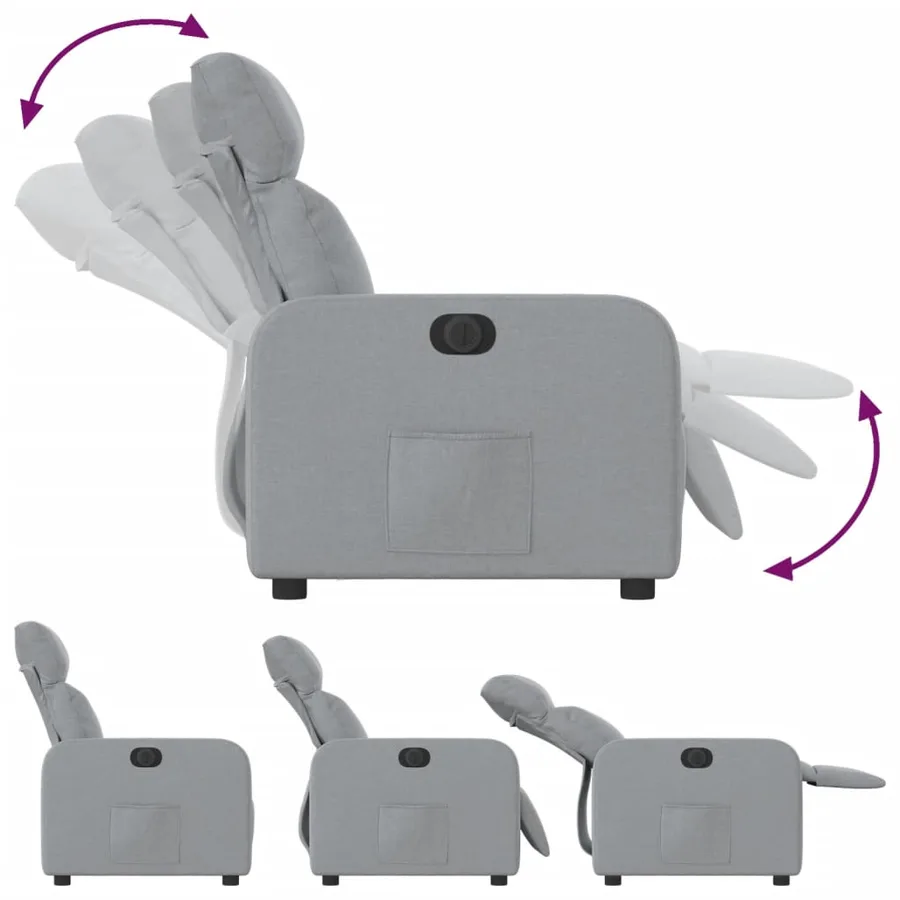 Fauteuil inclinable électrique Gris clair Tissu - 7
