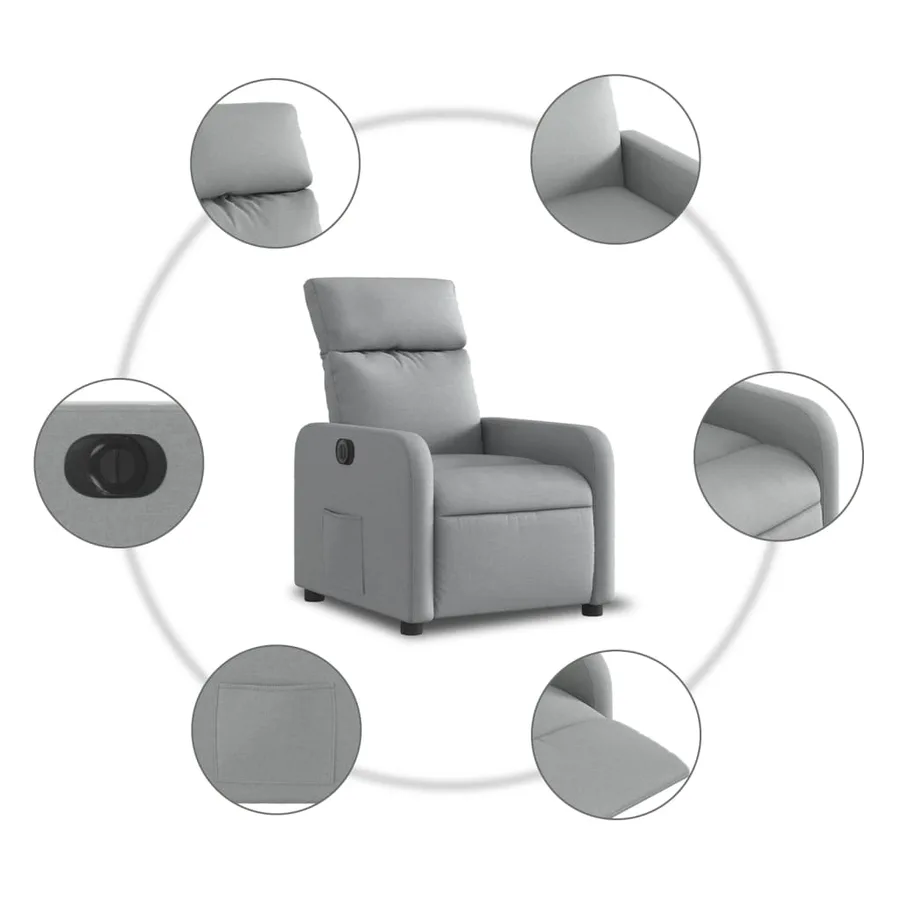 Fauteuil inclinable électrique Gris clair Tissu - 8