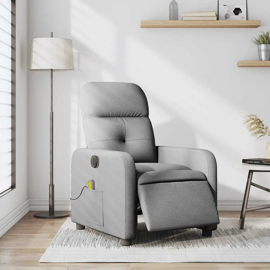 Fauteuil de massage inclinable électrique gris clair tissu - 16
