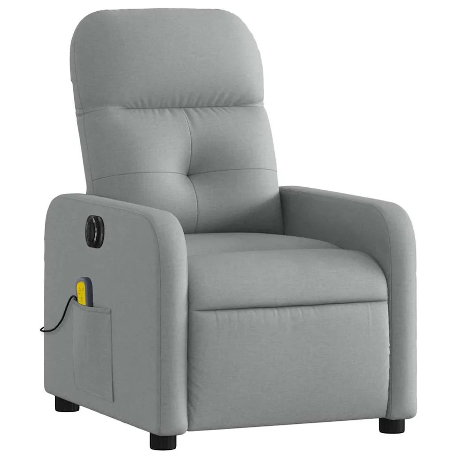 Fauteuil de massage inclinable électrique gris clair tissu - 4
