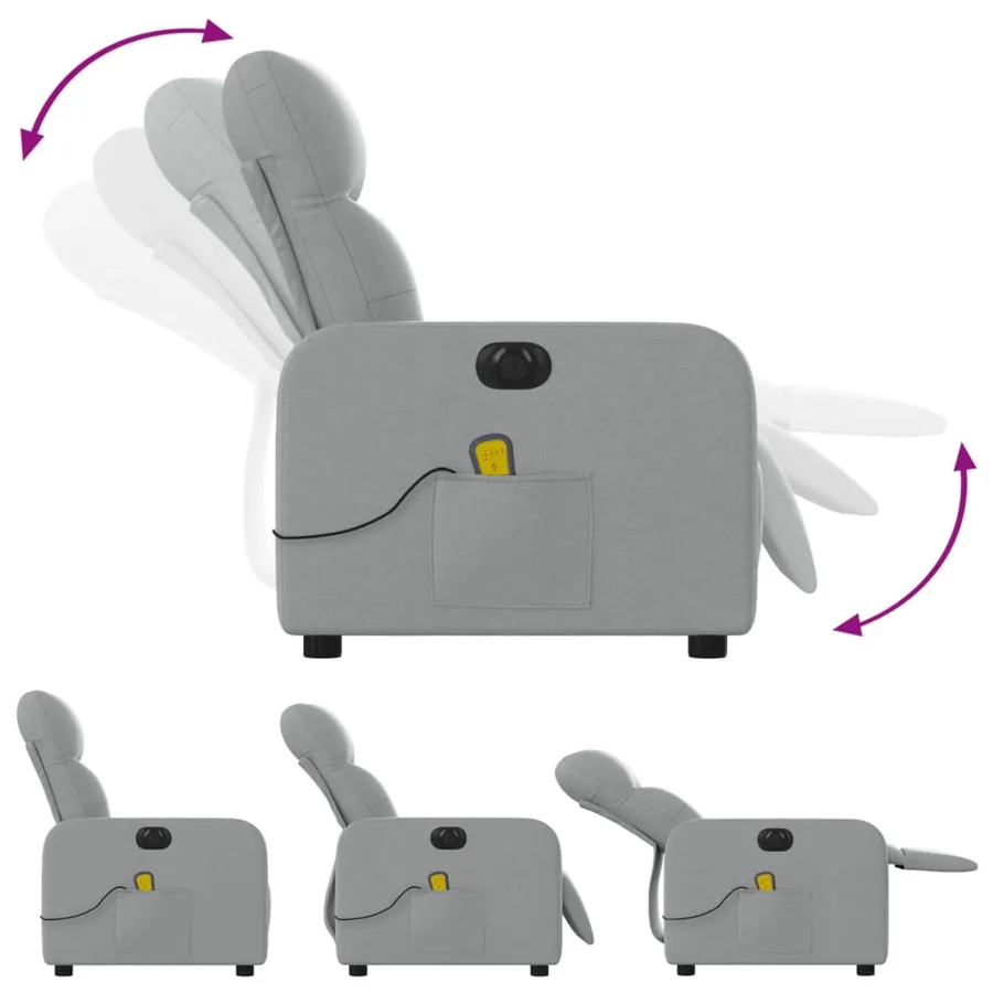 Fauteuil de massage inclinable électrique gris clair tissu - 6