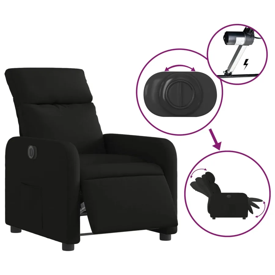 Fauteuil inclinable électrique Noir Tissu - 6