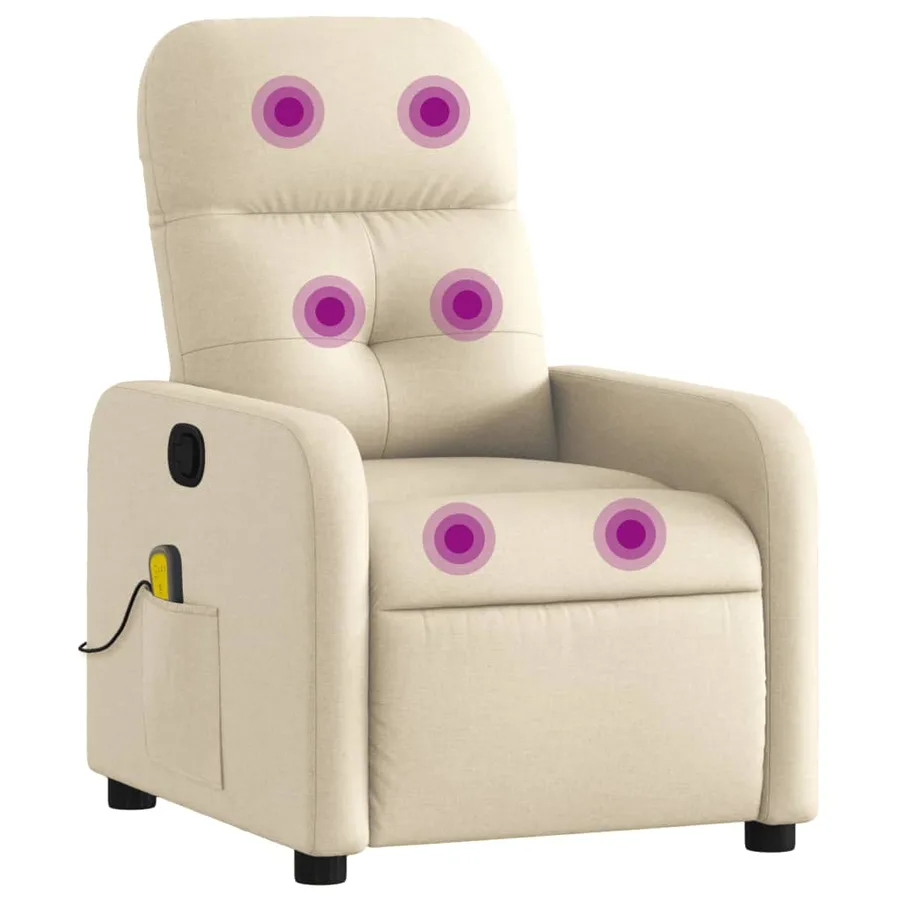 Fauteuil inclinable de massage crème tissu - 2
