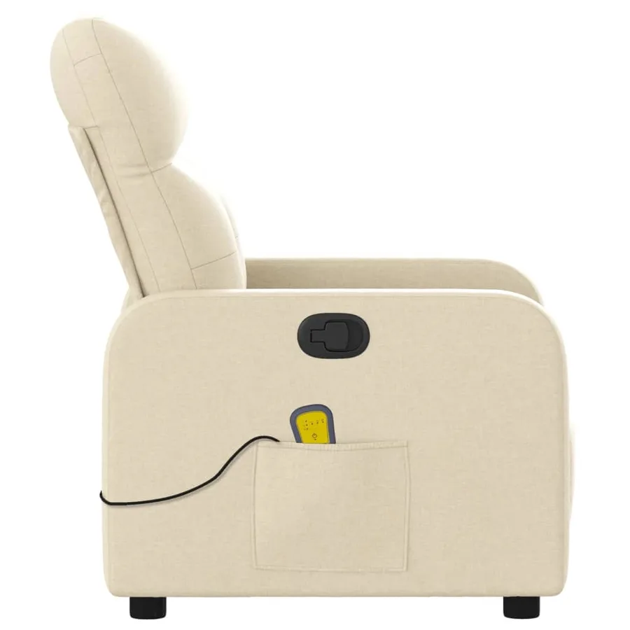 Fauteuil inclinable de massage crème tissu - 8