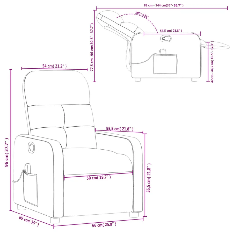 Fauteuil de massage inclinable Noir Tissu - 12