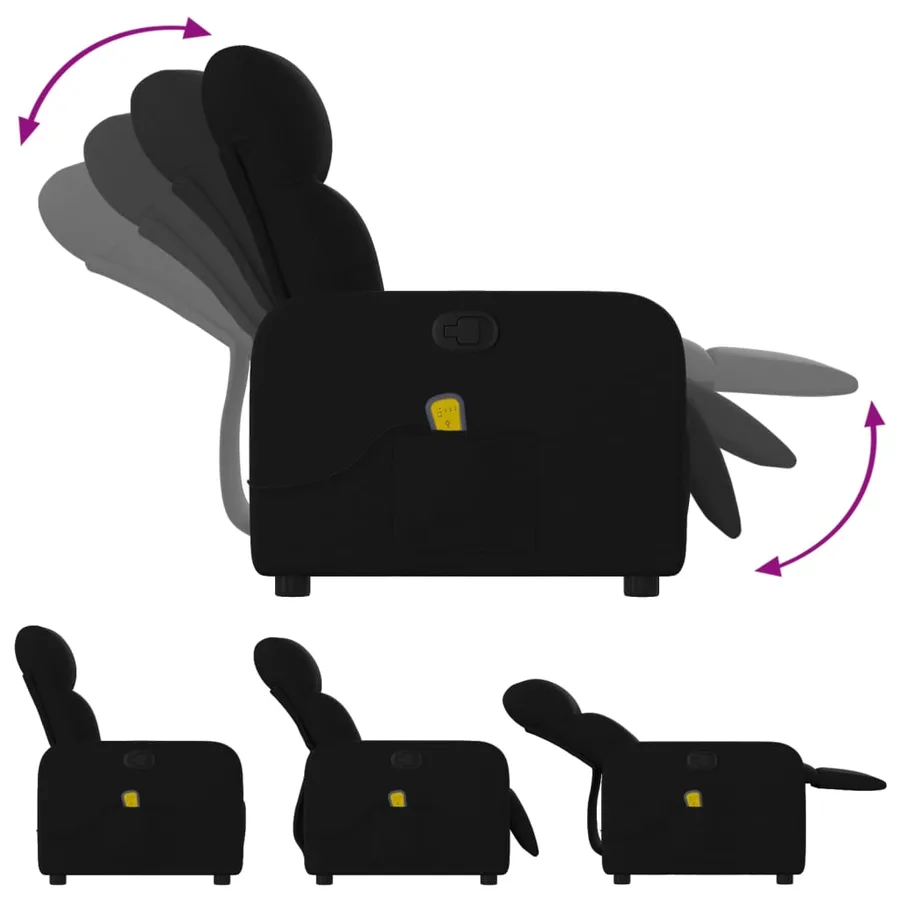 Fauteuil de massage inclinable Noir Tissu - 5