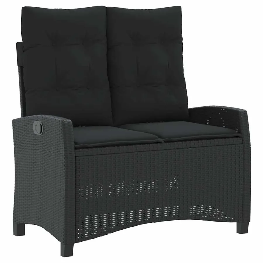Ensemble à manger de jardin coussins 2pcs noir résine tressée - 3