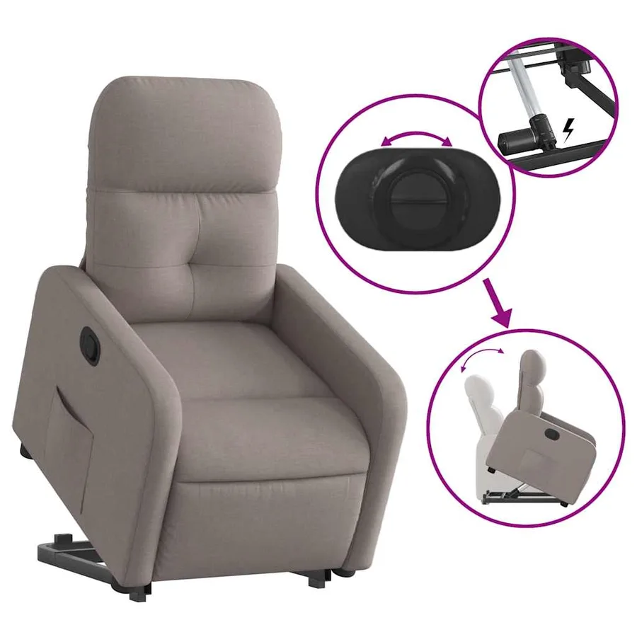 Fauteuil inclinable taupe tissu - 6