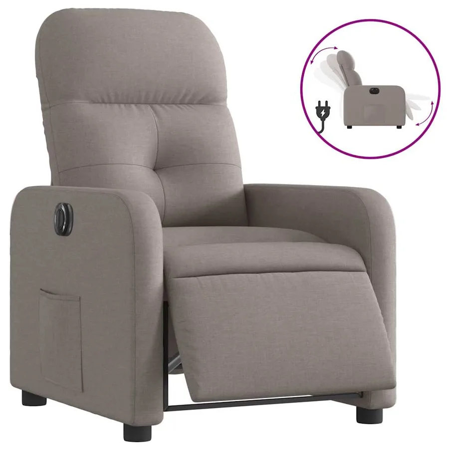 Fauteuil inclinable électrique Taupe Tissu - 2