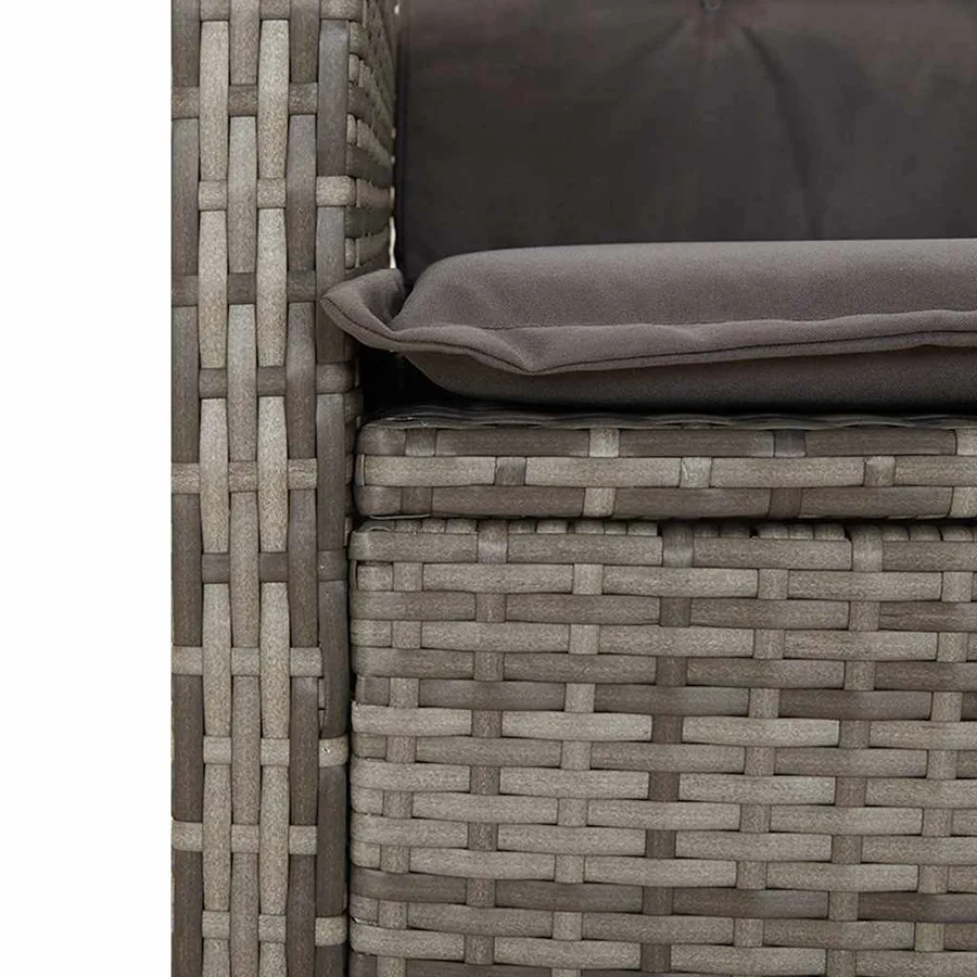 Ensemble à manger de jardin et coussins 2 pcs gris rotin - 5