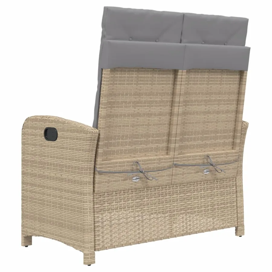 Banc inclinable de jardin avec coussins beige résine tressée - 5
