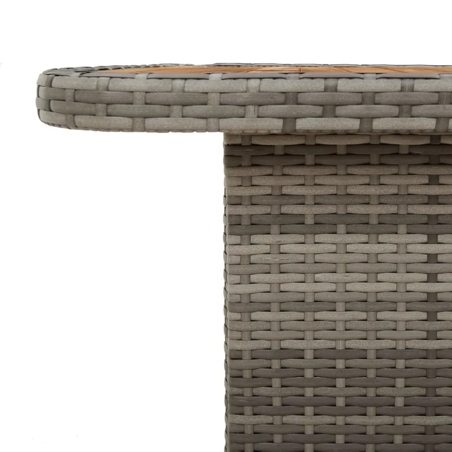 Table de jardin gris 90x55x71cm Résine tressée et bois d'acacia - 8