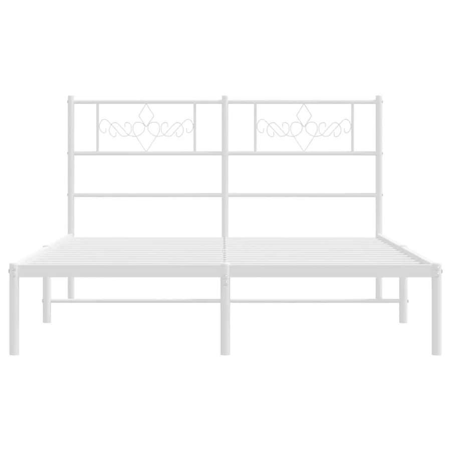 Cadre de lit métal sans matelas et tête de lit blanc 135x190 cm - 6